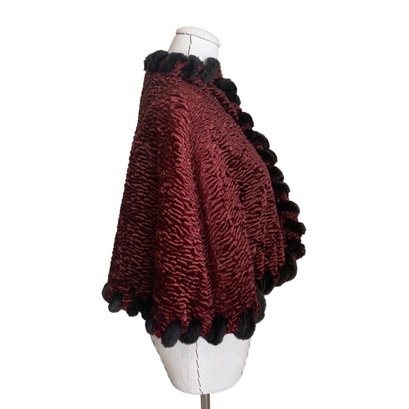 Vintage y2k Sue Wong Nocturne Faux Fur Caplet Cape Wrap Jacket - Picture 4 of 12